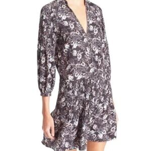 Veronica Beard Palmetto 100% Silk Floral Pintuck Boho Dress